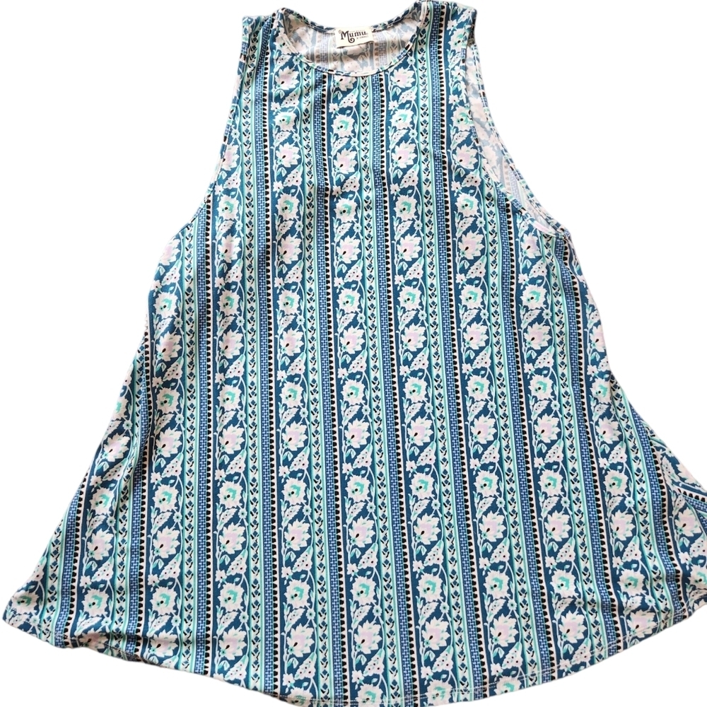 SHOW ME YOUR MUMU XS EUC sleeveless mini dress tourquise with black and …